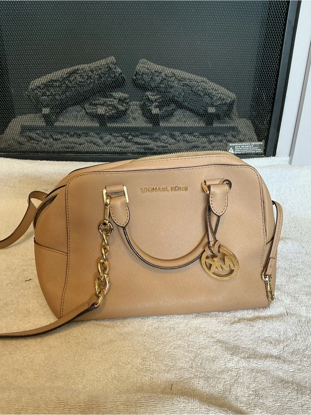 Michael Kors Tan Leather Satchel with Gold Hardware
